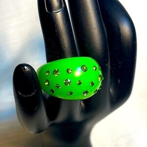 Vintage Lucite and Rhinestone Dome Ring